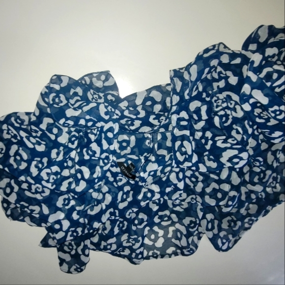 Rw & Co. NWT Sheer Blouse with rufle running up the front and down to the back - Picture 4 of 4